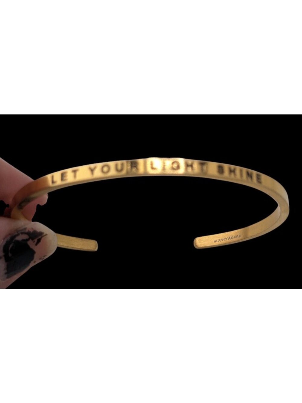 Mantraband Let Our Light Shine Bracelet Gold Tone Cuff Minimalist Inspirational